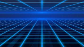 animación retroonda azul doble fondo láser de luminancia brillante, tecnología abstracta línea horizontal resplandor de luz púrpura, afiche de estilo geométrico de internet de galaxia de los años 80 foto