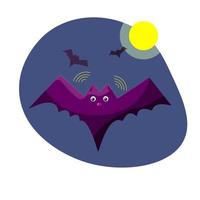 the halloween purple flat cute bat vector