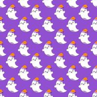Seamless pattern for Halloween with cute ghosts vector