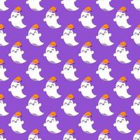 Seamless pattern for Halloween with cute ghosts vector