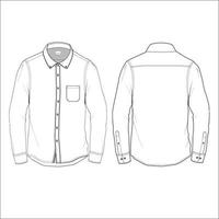 Men's shirt flat sketch template vector