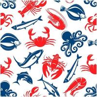 Seafood fish food vector seamless pattern