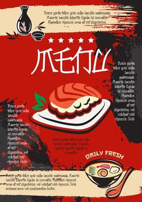 Menu for Japanese seafood restaurant vector design