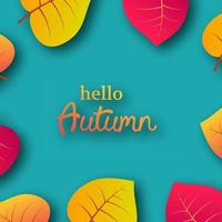 Autumn background with maple yellow leaves and place for text. Card design for fall season banner or poster. Vector illustration