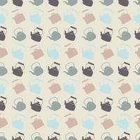 Seamless Colorful Pattern with Kettle. Vector background with different teapots. Endless kitchen texture.