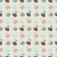 Seamless Colorful Pattern with Kettle. Vector background with different teapots. Endless kitchen texture.