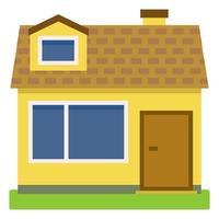Private house with a orange roof and yellow walls on a white background. Vector illustration.