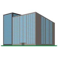 A modern high-rise building on a white background. View of the building from the bottom. Isometric vector illustration.