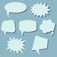 Set of speech bubbles on a blue background. Speech bubbles without phrases. Vector illustration.