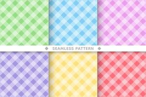 Colourful gingham seamless pattern background set. vector