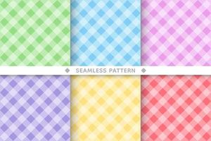 Colourful gingham seamless pattern background set. vector