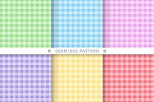 Colourful gingham seamless pattern background set. vector
