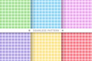 Colourful gingham seamless pattern background set. vector