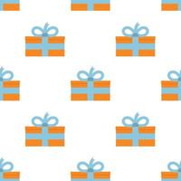 Seamless pattern with gift boxes on white background. Vector illustration