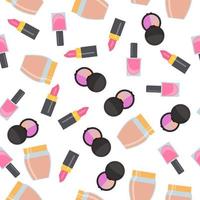 Seamless pattern with makeup items in flat style. Vector illustration.