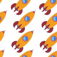 Seamless pattern with space rocket. Vector illustration.