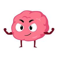 Brain Strong with Muscle mascot character cartoon illustration vector