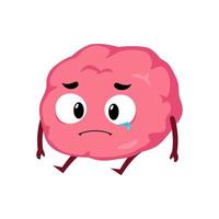 Brain sad moody mascot character cartoon illustration vector