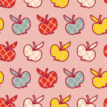 patrón sin costuras de manzanas a cuadros de estilo retro. vector