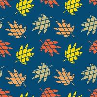 Checkered maple leaves seamless pattern in vintage style. vector