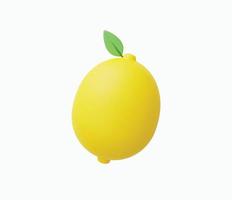 Ilustración de vector de fruta de limón realista 3d.