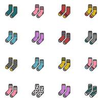 Socks Filled Line Icon Set Vector