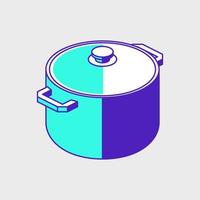 Ilustración de icono de vector isométrico de olla de cocina