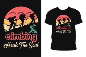 CLIMBING VINTAGE T-SHIRT DESIGN. CLIMBING VINTAGE T-SHIRT. Climbing vintage free Vector. vector