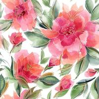 Pink floral seamless pattern with fragrant rose flowers vector