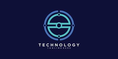 technology logo design vector with gradient abstract creative concept