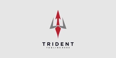 trident logo design vector with illustration creative concept