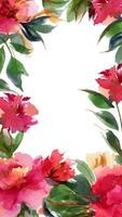 fondo de banner de acuarela botánica de peonía rosa vector