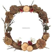 Cones and berries Christmas wreath vector