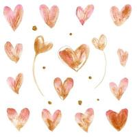 Pink hearts. Set of traced watercolor elements vector