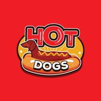 insignia de emblema de plantilla de diseño de logotipo de perros calientes vector