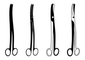 Silhouette sketch scissors, shears, pair of scissors. Medical instrument. Hospital, medical equipment vector