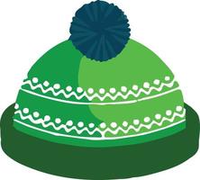 un diseño simple de un artículo específico de hygge: una gorra verde y blanca vector