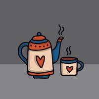 un diseño simple de un artículo específico de hygge: una tetera hecha con muchos colores vector