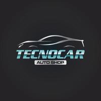 icono del símbolo del logotipo del coche techno con un elegante color azul plateado vector