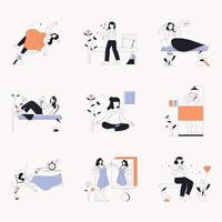 Pack of Lazy Line Illustrations vector
