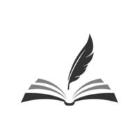 logotipo de libro y pluma vector