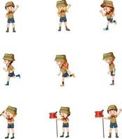 Set of different camping kids vector