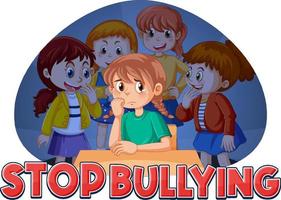 Stop Bullying text with cartoon character vector