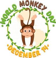 World monkey day poster design vector