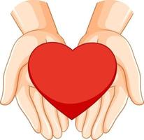 Heart on human hands vector