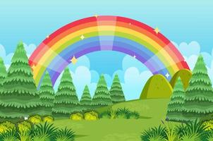 Nature background with rainbow in the sky vector