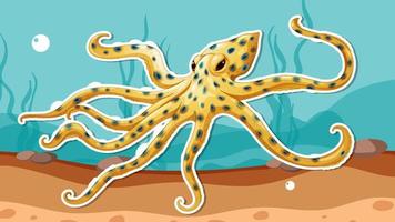 Thumbnail design with blue ringed octopus vector