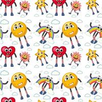 Seamless pattern with cute  cartoon character vector