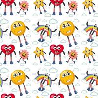 Seamless pattern with cute  cartoon character vector