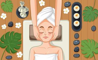 Woman getting facial massage spa vector